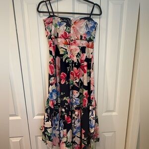 Vintage Eliza J. Floral Garden Party Strapless Bustier Dress size 6